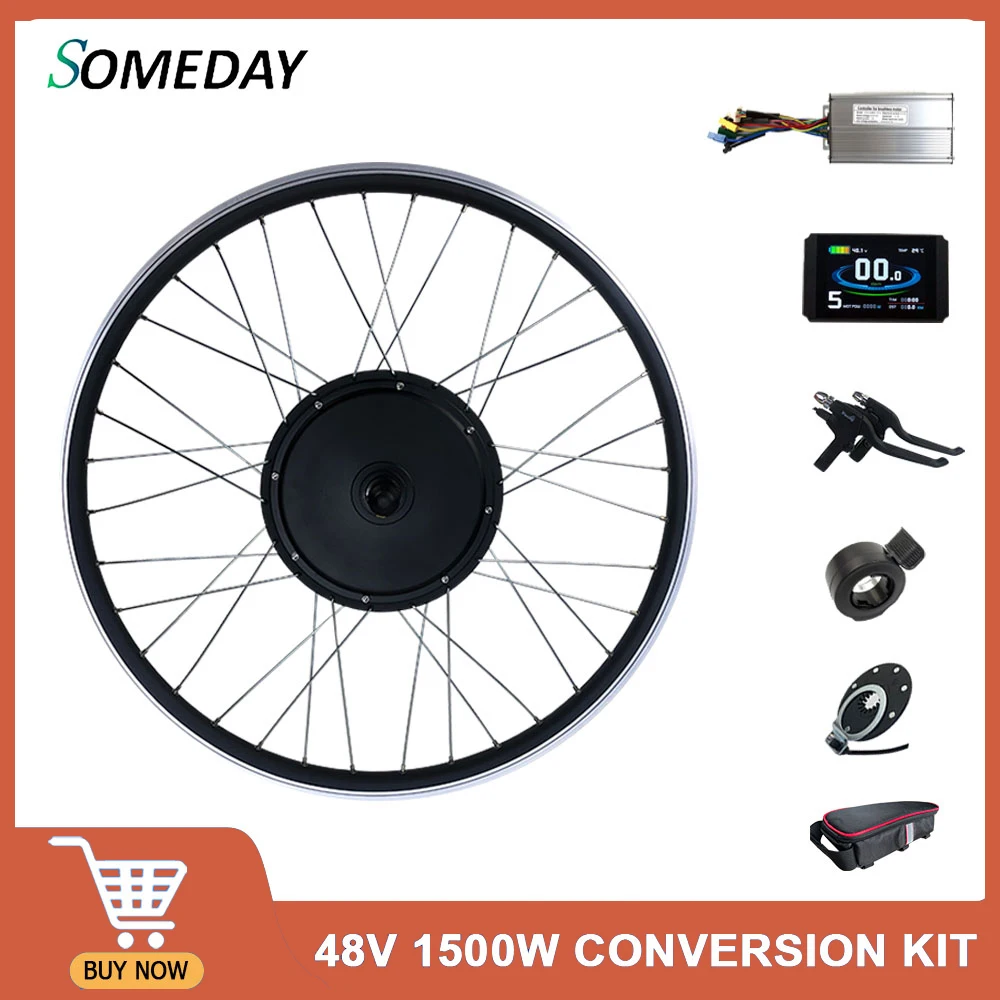 

Ebike Conversion Kit 48V1500W Front Rear Motor Wheel Electric Bicycle Brushless Hub Motor 20"24"26"27.5"28"29"700C Rim KT LCD3