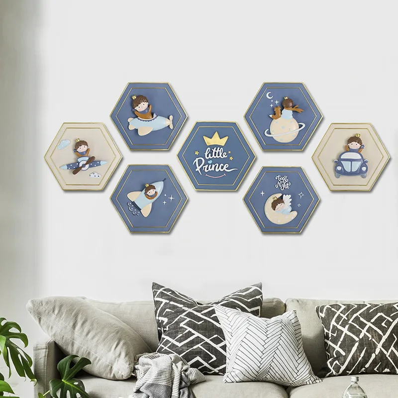 

Roogo сказочное настенное искусство подвесной Маленький принц Настенный декор Showpiece семья фэн-шуй Современная 3D Смола подвесное ремесло