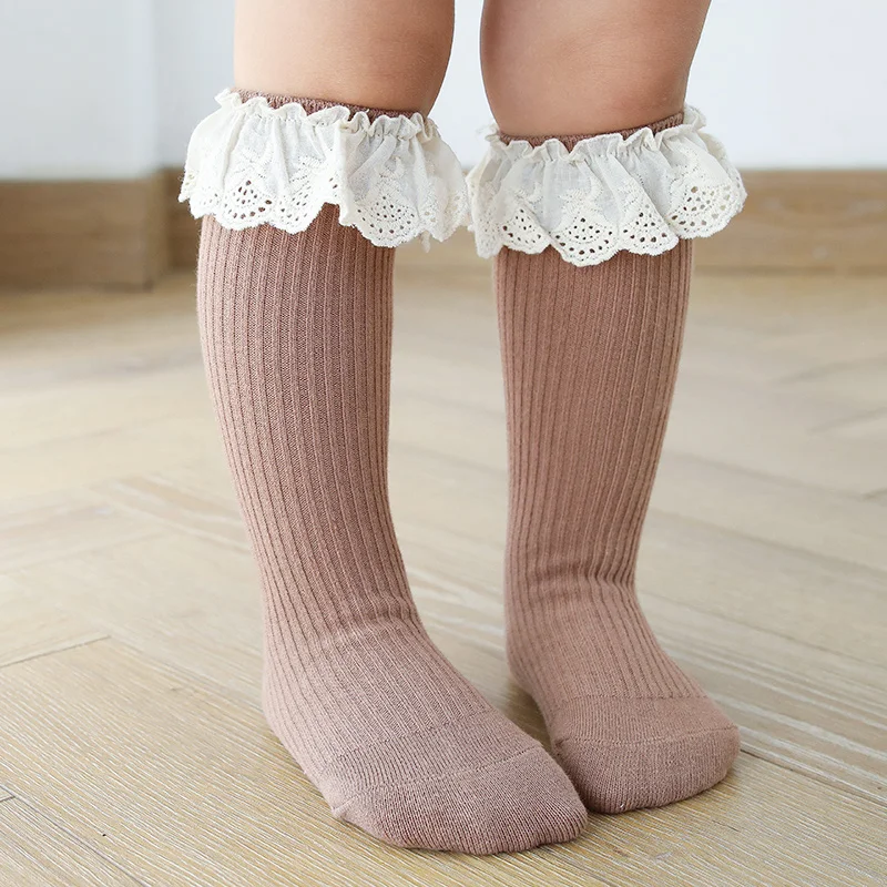 

0-8Years Baby Cotton Socks Kids Toddlers Girls Princess Knee High Long Soft Cotton Lace Baby Children Socks Baby Girls Socks