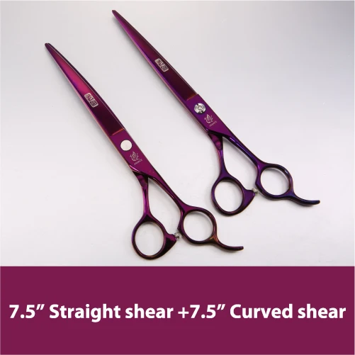 7.5cutting7.5curved Fenice фиолетовый дракон ножницы для стрижки собак домашних животных собака ножницы для стрижки животных комплект Профессиональные изогнутые ножницы для стрижки, парикмахерские ножницы, Москва - Цвет: 7.5cutting7.5curved