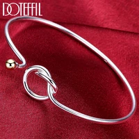 doteffil 925 sterling silver cuff twine bangles bracelets for women beads opening simple jewelry christmas gift