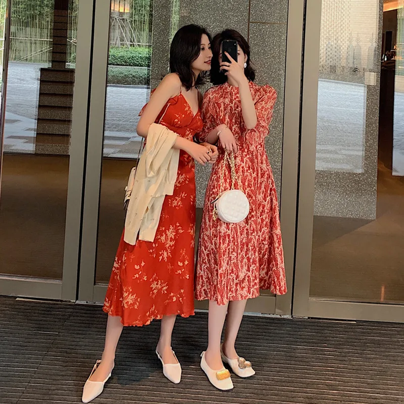 Женское винтажное платье миди с цветочным принтом элегантные вечерние платья