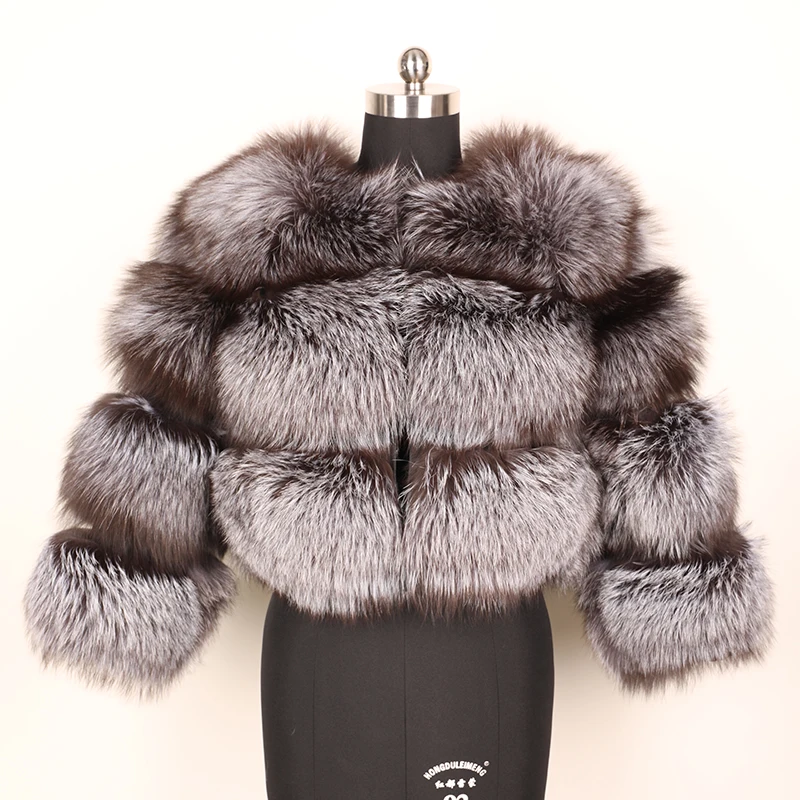 coat-45cm Зима, новое качество, Лисий мех, женский короткий секционный теплый уплотненный натуральный Лисий мех, модное роскошное тонкое пальто из лисьего меха для женщин - Цвет: coat-45cm