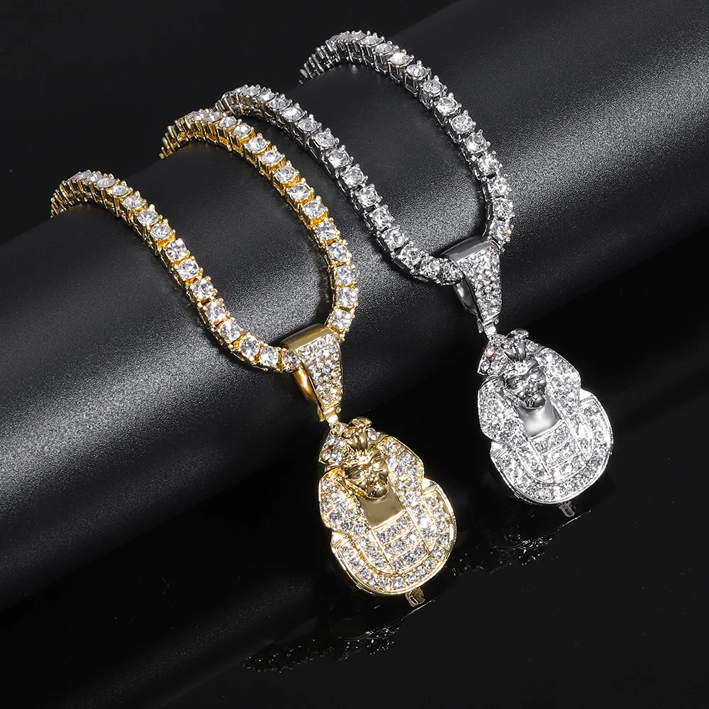 Кулон Фараона стразы кубинская цепь в стиле хип-хоп для мужчин и женщин - купить