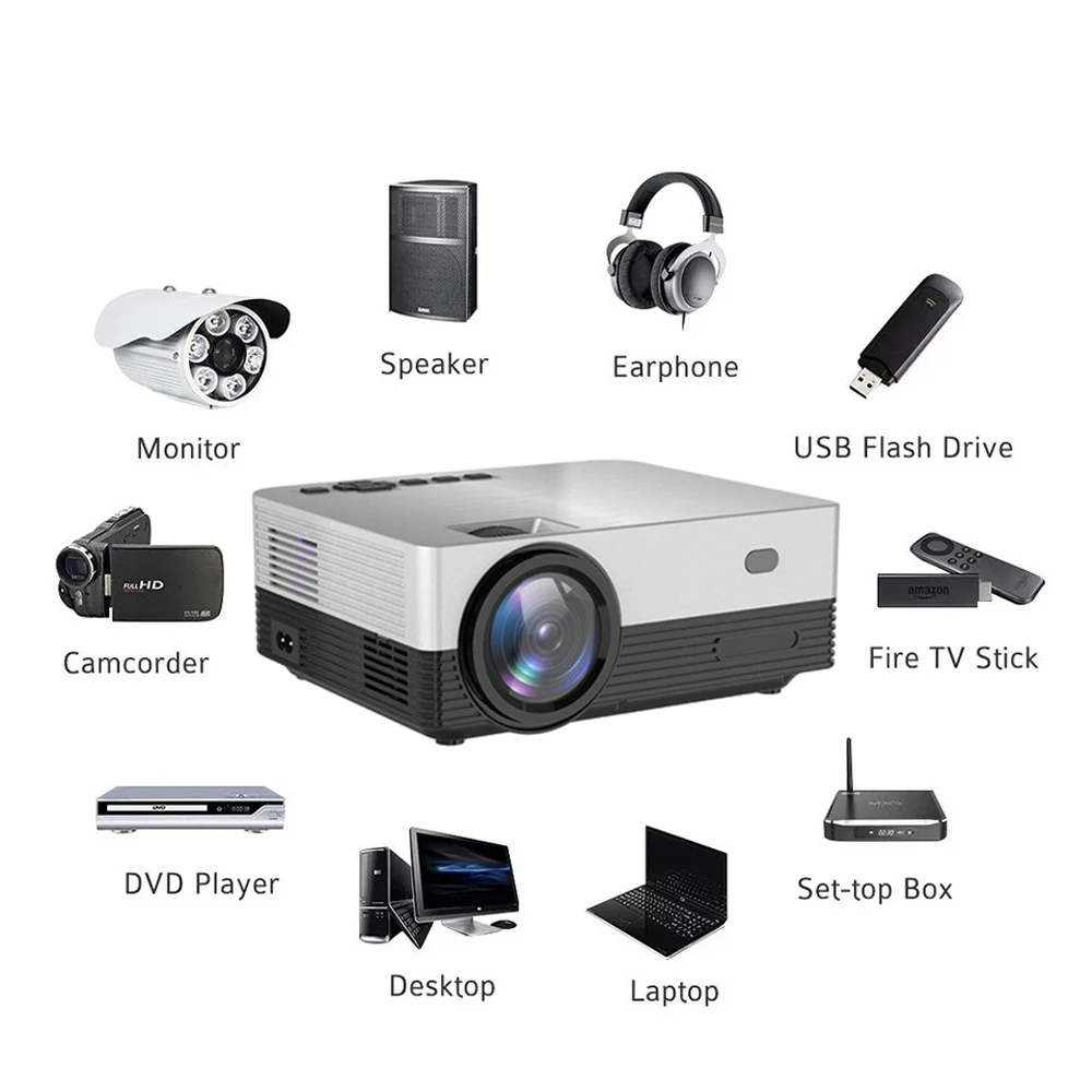 VCHIP Q6 4K Projector Protable projector mini Proyector For Home Theater 1080P WiFi Portable Media Player Christmas gift | Электроника