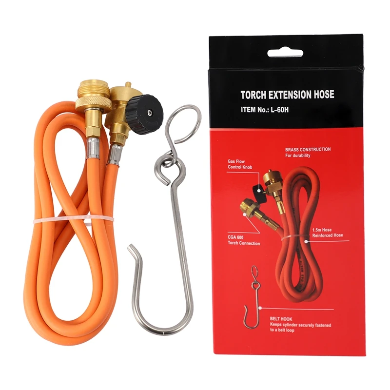 

Welding Torch Hose CGA600 1.5M (5Ft) Hose and Belt Hook for MAPP Torch Extension Kit