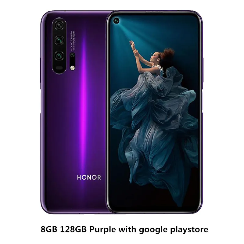 8G128G Purple With P Мобильный телефон Honor 20 Pro Kirin 980, Android 9, 6,26 дюймов, ips, 2340X1080, 8 ГБ ОЗУ, 128 Гб ПЗУ, NFC, Мп+ 32 МП, отпечаток пальца - Цвет: 8G128G Purple With P