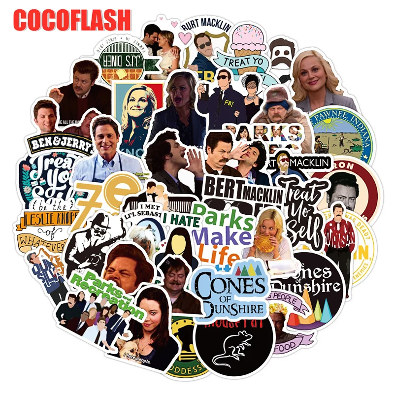 10/50Pcs/lot Parks And Recreation Comedy Sticker For Snowboard Luggage Fridge Laptop For Phone Case Suitcase Wall Toys Clothes