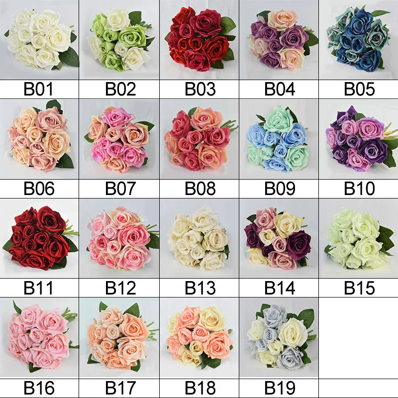 9 шт./компл. искусственные розы цветочный букет невесты для свадебного украшения