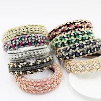 new bling baroque rhinestone headband colorful crystal hairband diamond padded luxury headbands for women hair accessories