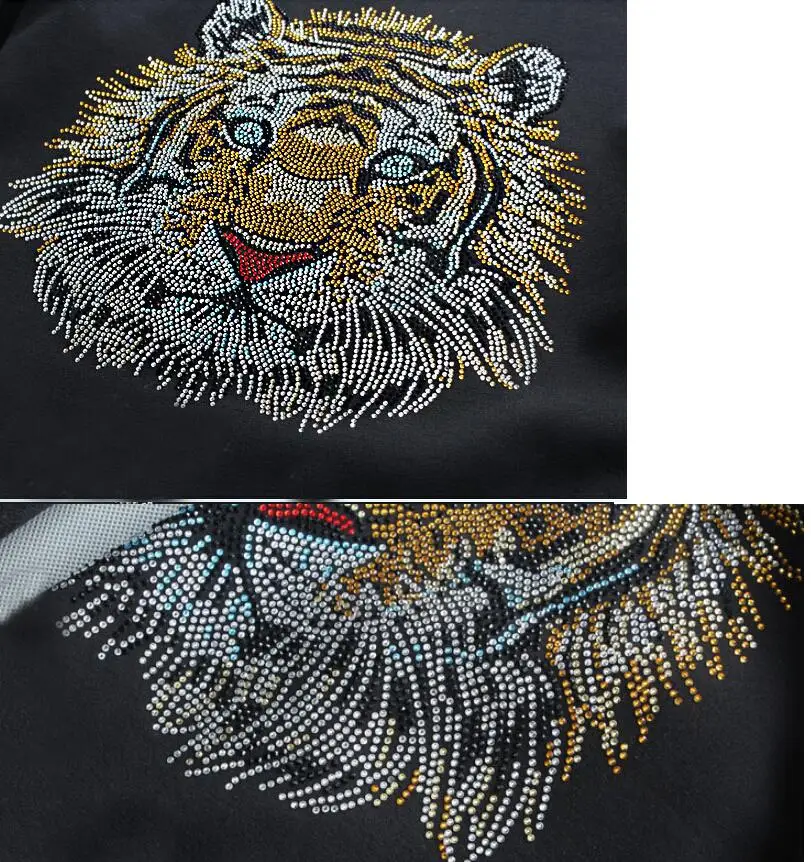 Осень 2021 толстовки новые мужские свитера с круглым вырезом и бриллиантами тигр