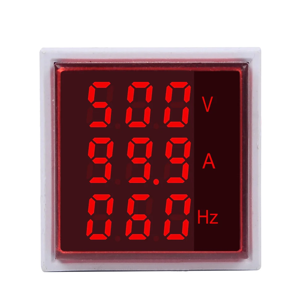 Red Квадратный светодиодный цифровой вольтметр Амперметр Герц метр AC20-500V сигнальные огни напряжение, Частота тока комбо индикатор тестер - Цвет: Red