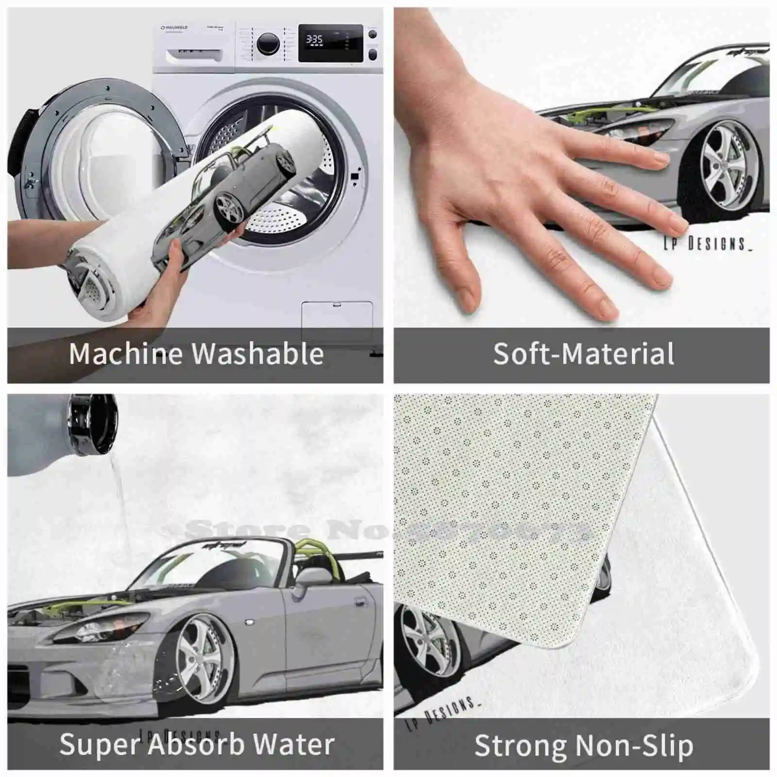 S2000 мягкий домашний Противоскользящий коврик для всей семьи с подкладкой Love Life Jdm