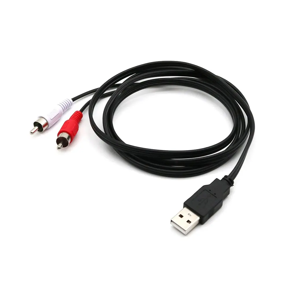 Портативный штекер USB A папа 2 шт. RCA Phono AV кабель свинцовый ПК ТВ Aux аудио видео