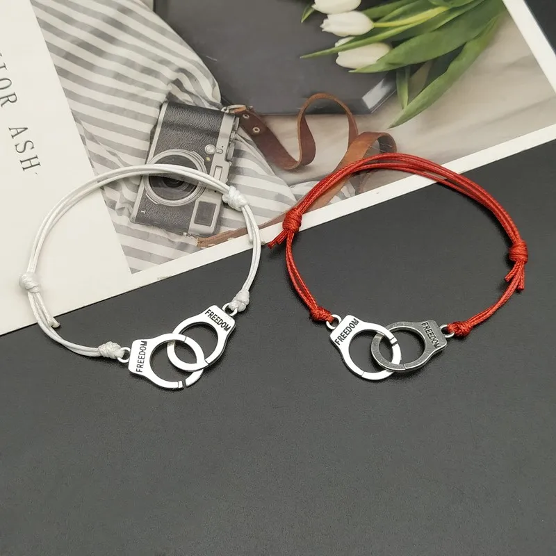 

2 pcs Handcuff Bracelet Set BBF Adjustable Rope Bracelet for Women Men Friendship Couple Bracelets Matching Bracelets