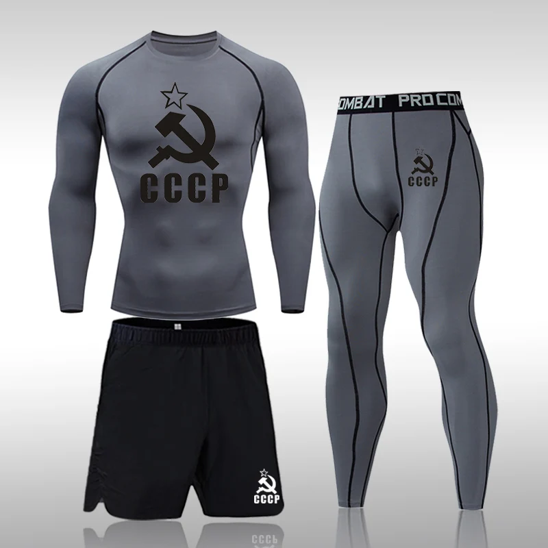 

Fitness T-shirt Quick Dry Tracksuit Men's Clothing Suits Winter Thermal Underwear Workout Clothing Compression Tights