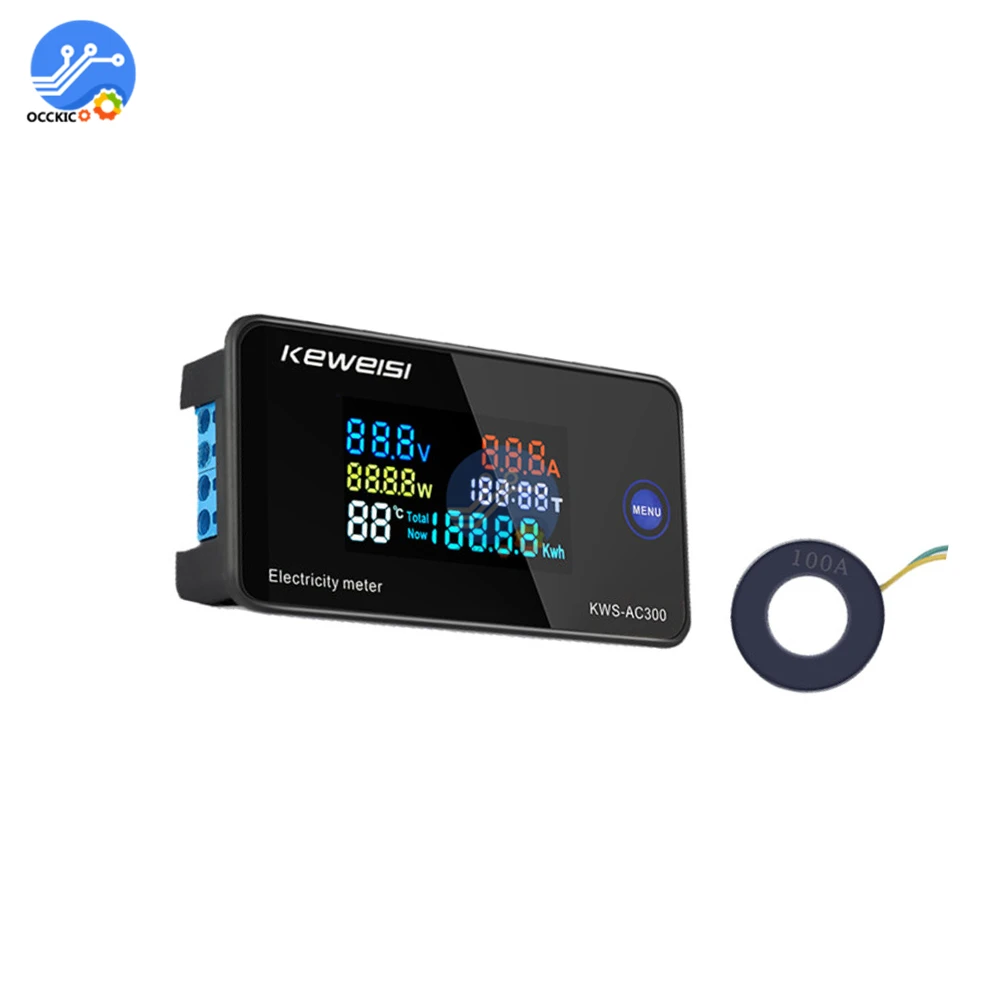 ЖК экран AC Напряжение Ток Мощность температура цифровой измеритель AC50 300V 10А
