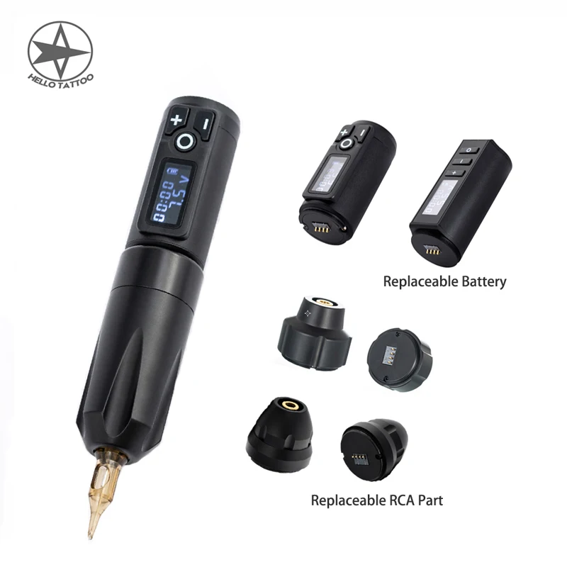 

HELLO Original wireless Tattoo Rotary machine pen 1800mAh Lithium Battery Pen Digital Display Tattoo Supply