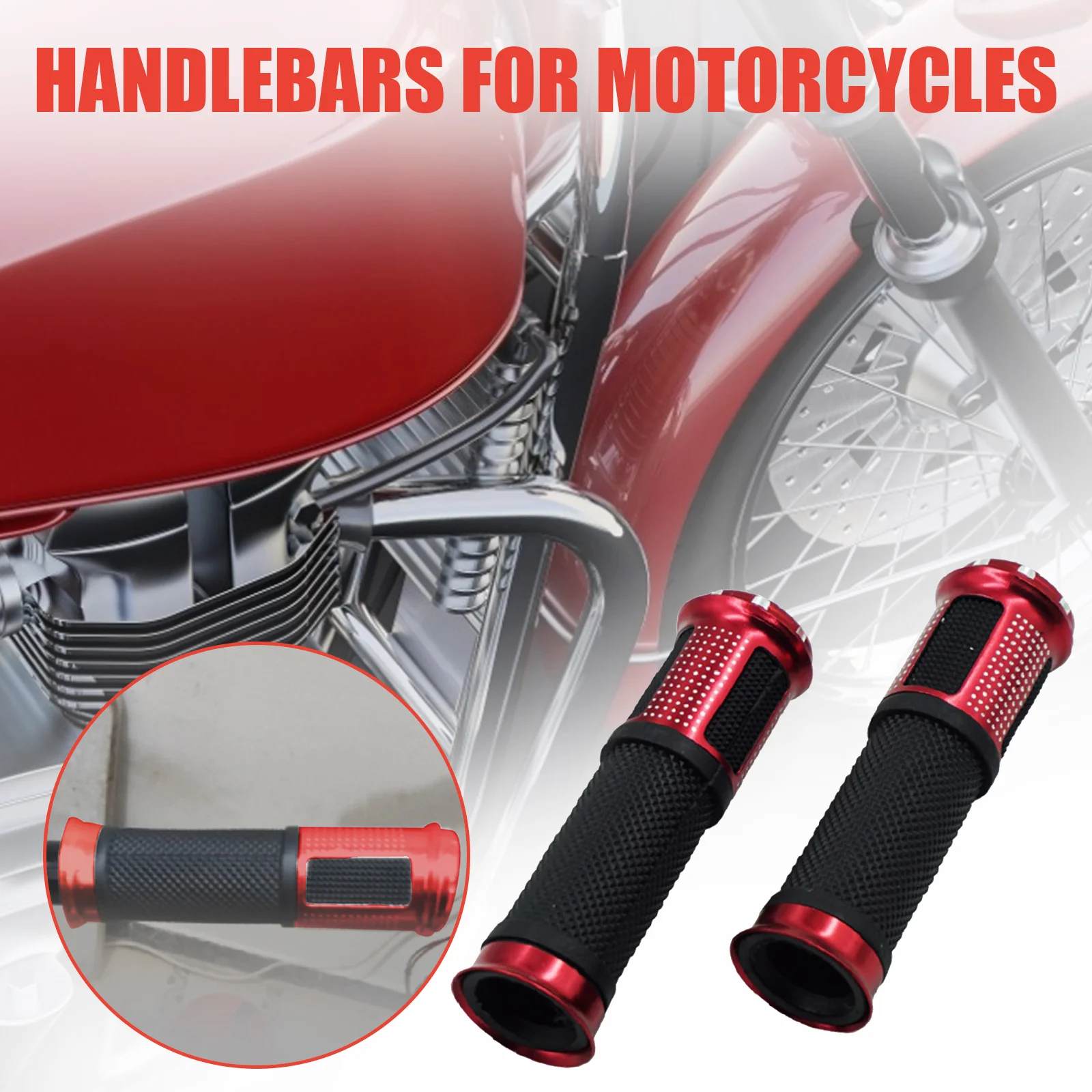 

1 Pair Brand New Non-slip Motorcycle Universal 7/8" 22mm Handle Bar Hand Grips ATV For Suzuki Kawasaki Red