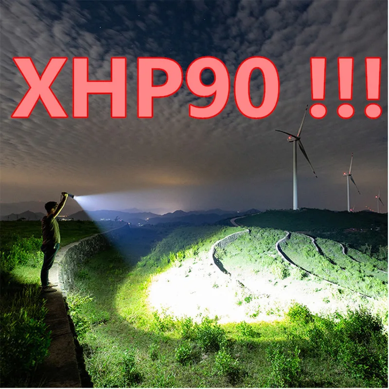 Самый мощный XHP90 светодиодный фонарик XLamp Zoom Torch XHP70.2 USB Перезаряжаемый тактический фонарь 18650 или 26650 ходовой охотничий фонарь