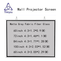 thinyou matte gray fabric fiber glass 60inch 72inch 84inch 100inch 120inch 43 projector screen wall mounted wall mounted home
