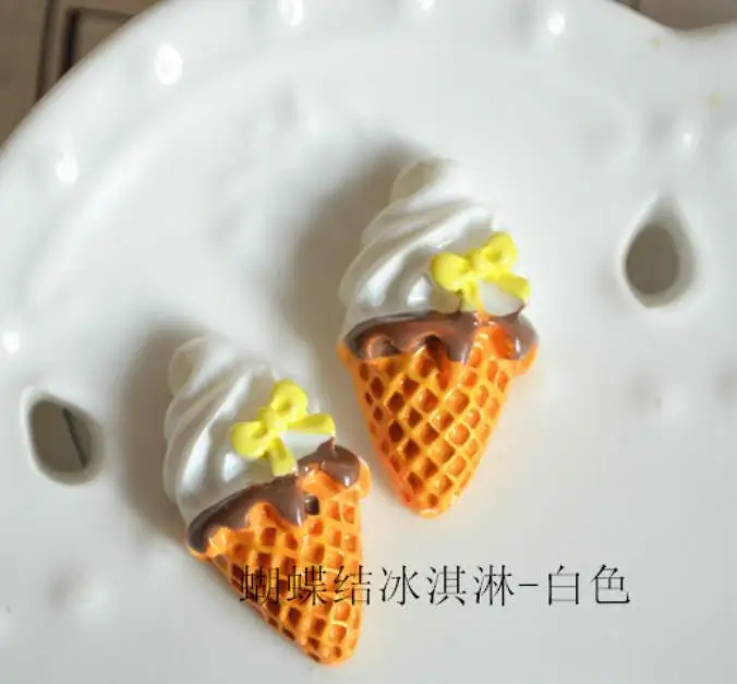 

Wholesale Resin Miniature Kawaii bowknot Ice Cream, Resin Flat back Cabochons for Phone Decoration, Scrapbooking, DIY