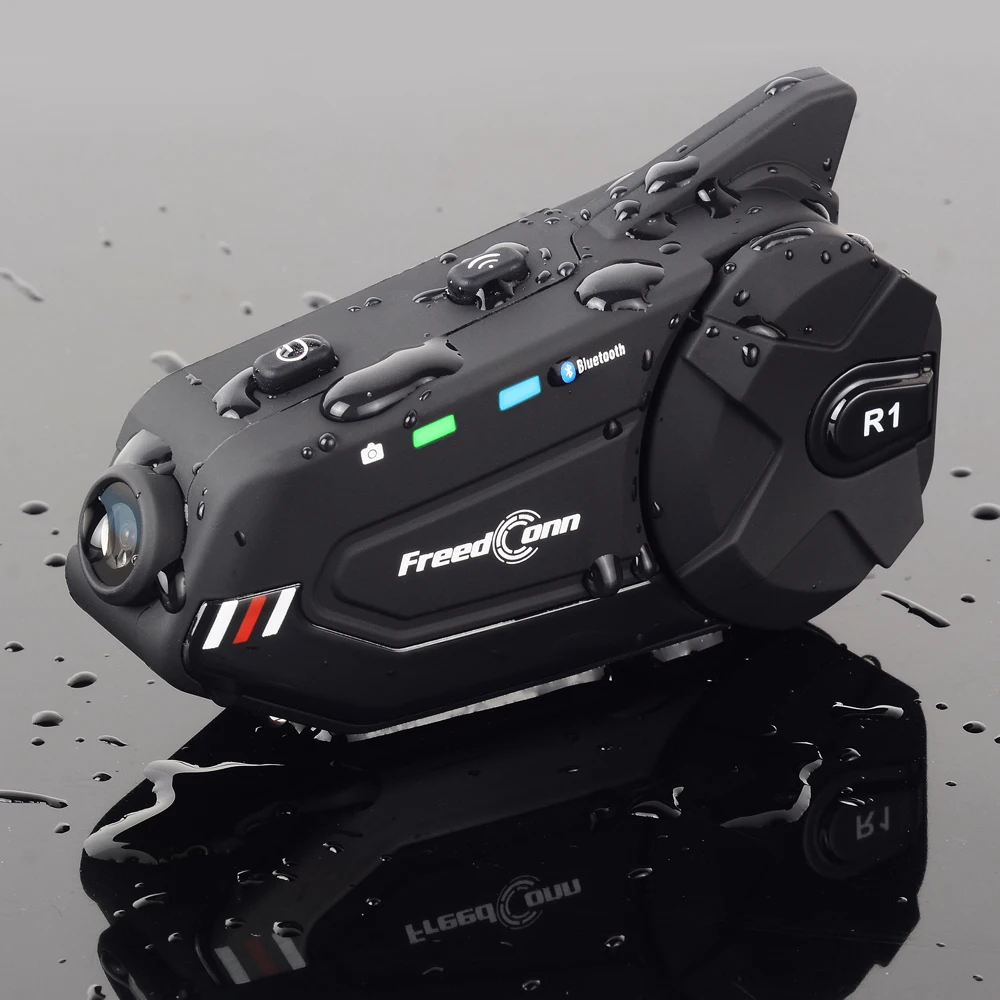 

R1 Plus Bluetooth Motorcycle Group Helmet Intercom Headset 1080P Video Recorder FM Radio 6 Riders Helmet InterphoneHeadset IP65
