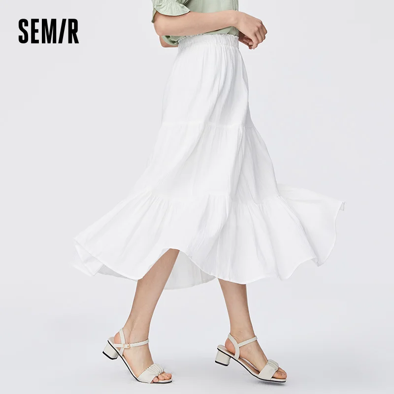 

Юбка SEMIR Женская хлопковая средней длины, свободная текстурная Юбка со строчкой, с эластичным поясом, лето 2021
