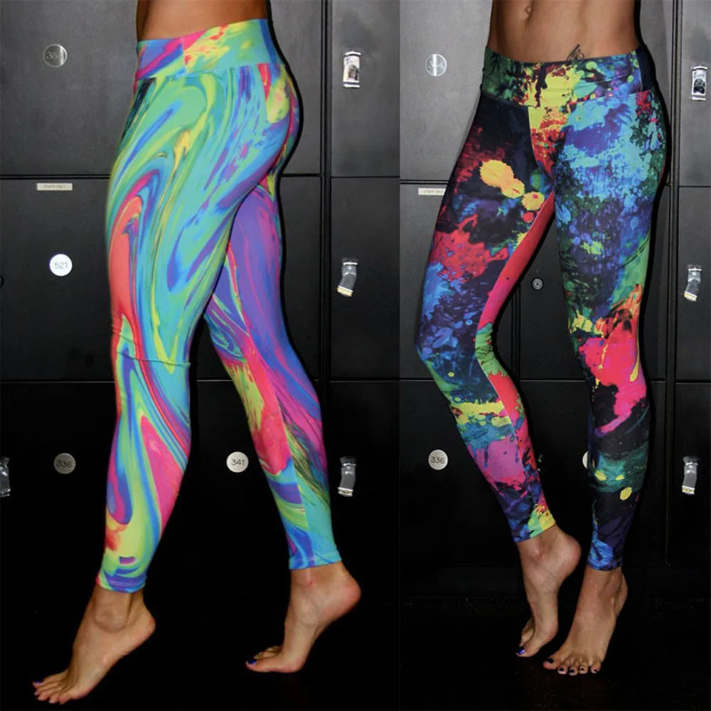 Модные Фитнес Леггинсы с принтом женские пуш ап высокой талией 3D цифровая печать