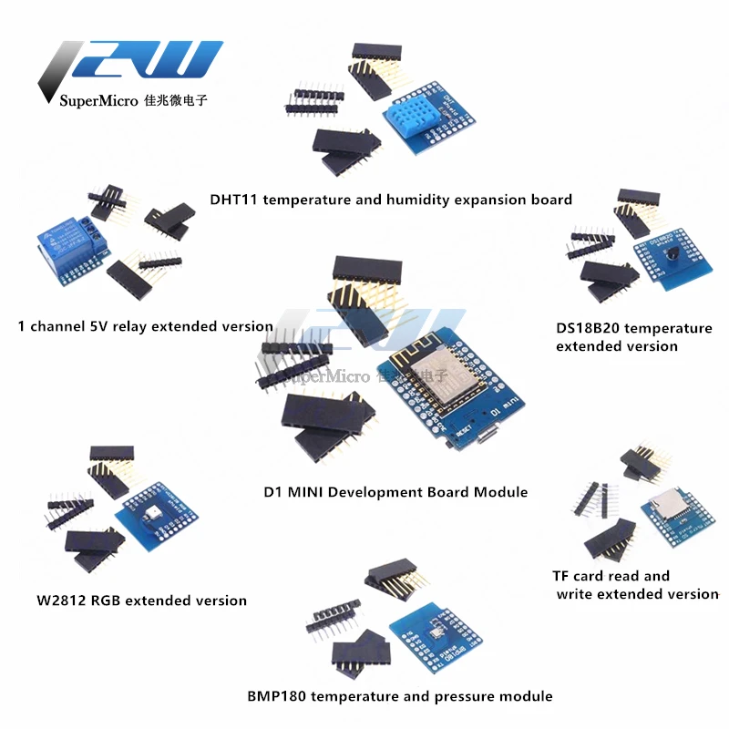 D1 MINI Kit 7 в 1 Master Control + DHT11 DS18B20 RGB реле BMP180 чтение TF карты|Импульсный источник