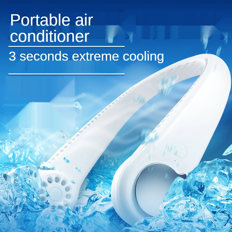 

Hanging neck fan portable USB fan leafless mini fan portable hanging neck lazy fan muter portable air conditioner for neck