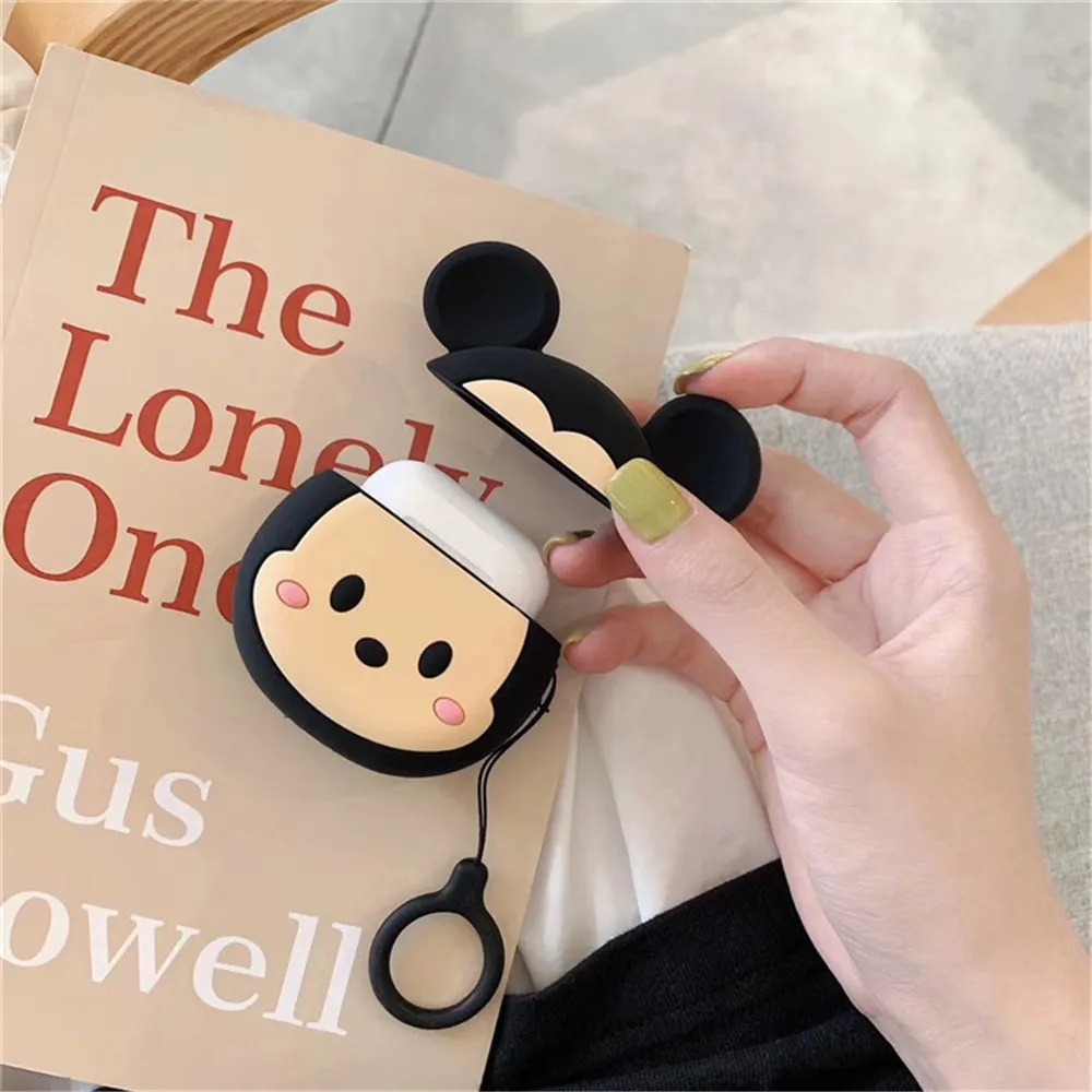 Силиконовые чехлы Q UNCLE для Apple Airpods с мультяшным котом, чехлы для наушников с кольцом, анти-потеря, сумки для наушников, модная Противоударная сумка для гарнитуры