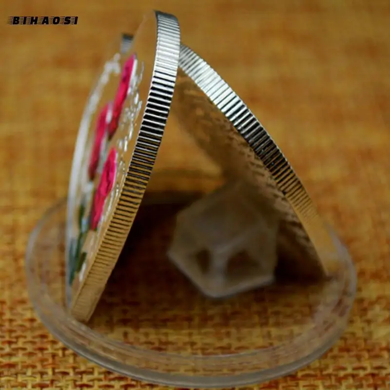 Серебряная монета с рельефным рисунком в виде розы 999 пробы | Дом и сад