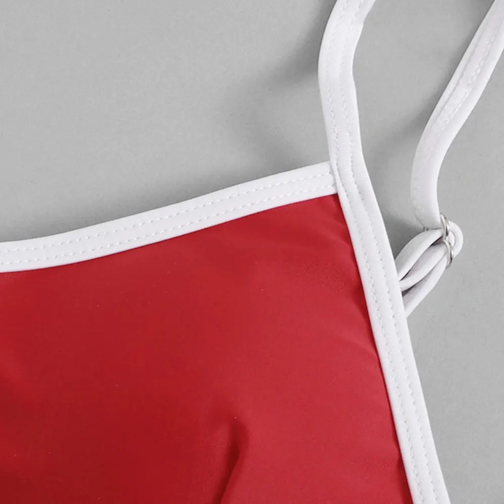 

Woman Sexy Color Matching Triangle Bikini Split Bikini lift Hips Show Bikini Swimsuit With Chest Pad Without Steel Support