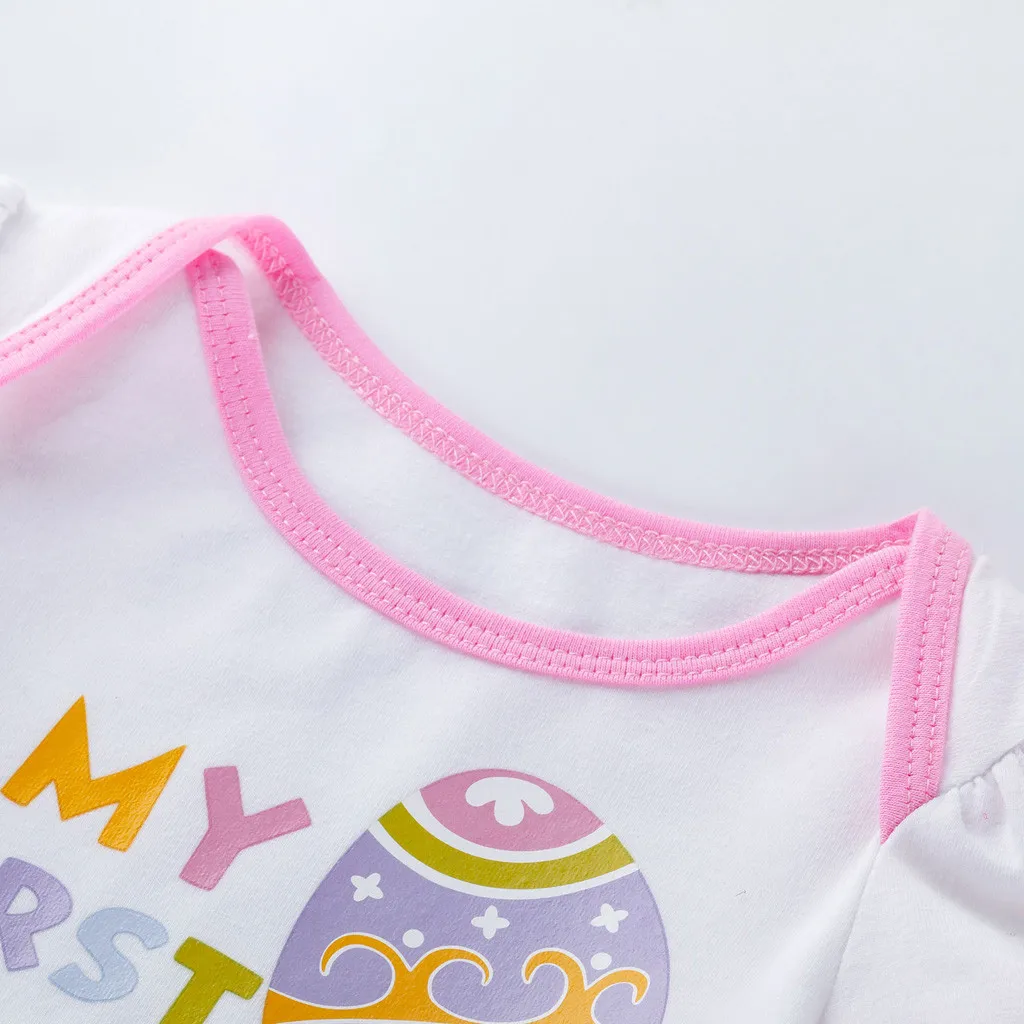 

2019 New Style Fashion 4PCS Newborn Baby Girls Princess Easter Eggs Letter Print Tutu Dress Outfits Set