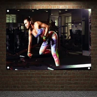workout wall hanging vintage polyethylene banners flags inspirational poster boxing fitness wall stickers gym home decoration f1
