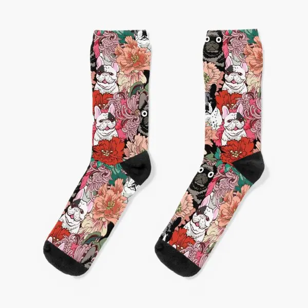 

Носки мужские/женские короткие из дышащего материала с рисунком французского бульдога