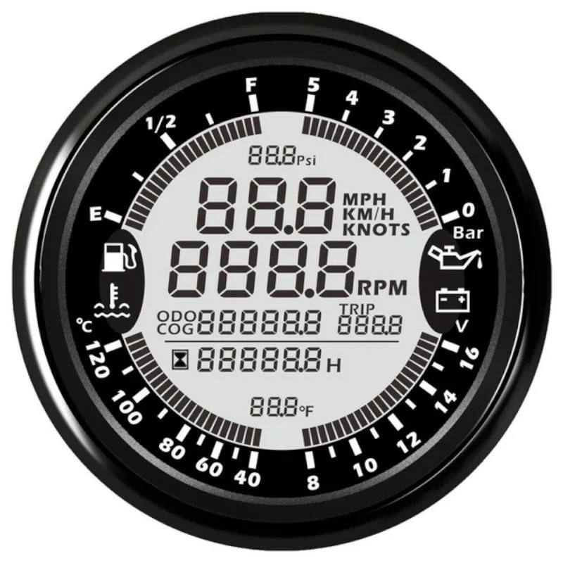 85 мм 6 в 1 Многофункциональный gps Спидометр Gague Тахометр уровень топлива температура воды давление масла для мотоцикла yatch 12 В 24 В