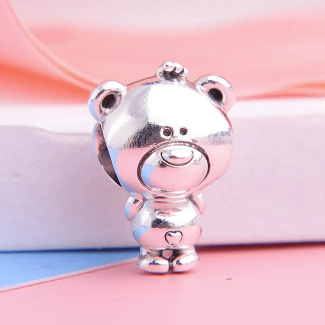 

925 Sterling Silver Polished Theo Bear Charm Bead Fits All European Pandora Bracelets Necklaces