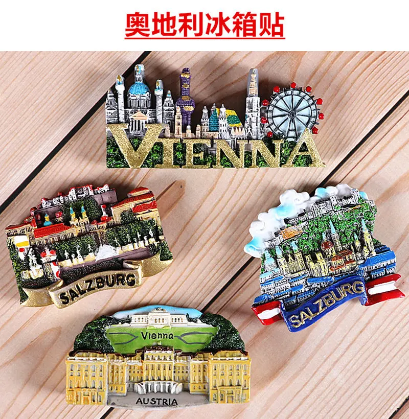 Magnetic refrigerator magnets Italy Switzerland Chile Austria European countries Tourist attractions souvenir Home decoration