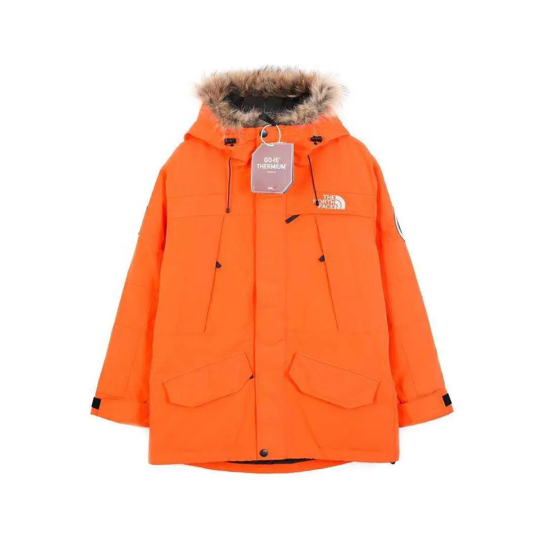 

Winter TNF North Face Polar Big Goose down Jacket Men and Women Lovers Three-Quarter Length Raccoon Fur Padded Overalls Jacket