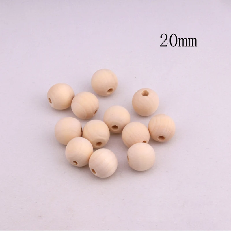 Mordedor de madera masticables, cuentas redondas de 10-20mm, ecol&oacute;gico, cuentas de haya sin terminar, accesorios de joyer&iacute;a artesanal, 500 Uds.-0