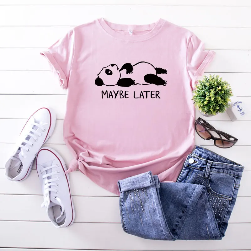 

Panda Cartoon Cotton Short Sleeves T-shirt Men/Women Top Tee футболка оверсайз