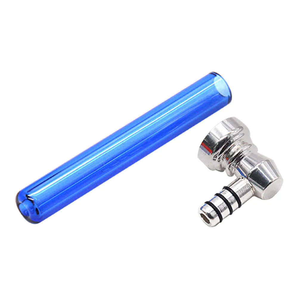 Премиум стеклянная трубка для курения с прозрачной ручкой 93 мм металлической