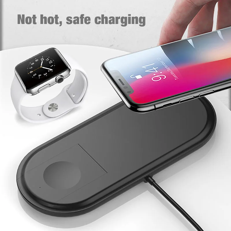2 в 1 беспроводной зарядный коврик для iPhone Apple Watch Беспроводная зарядка