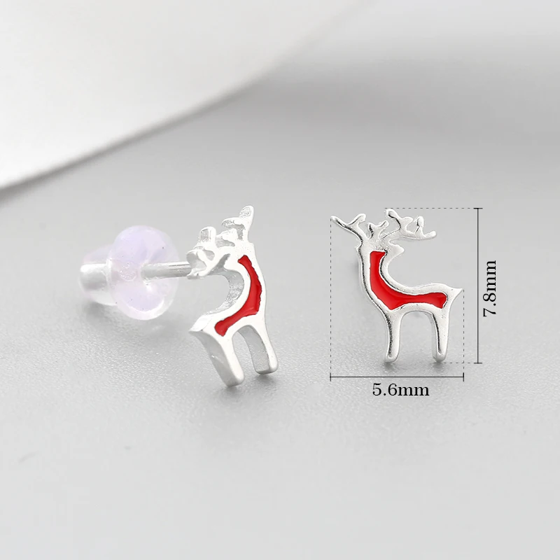 Рождественское ювелирное изделие счастье лось серебро 925 пробы серьги с красной