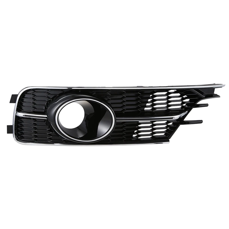 

For- A6 C7 2016-2017 Chromed Front Bumper Mesh Cover Grill & Fog Lamp Decor L+R