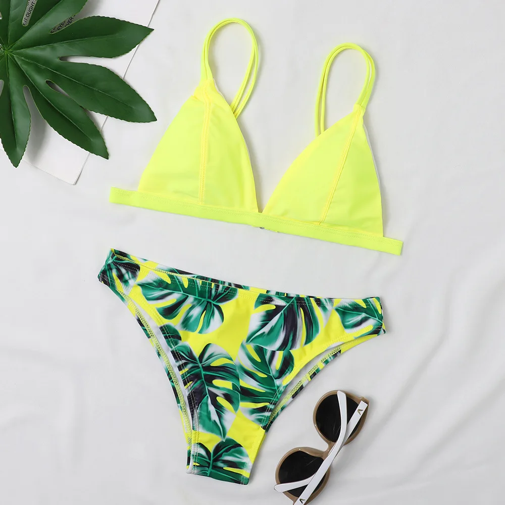 

Swimsuit Women's 2021 Sexy Bikini High Waist Swimwear Print Bathing Suit Brazil Push Up Cupshe Bra Panty Summer Orange Swimming