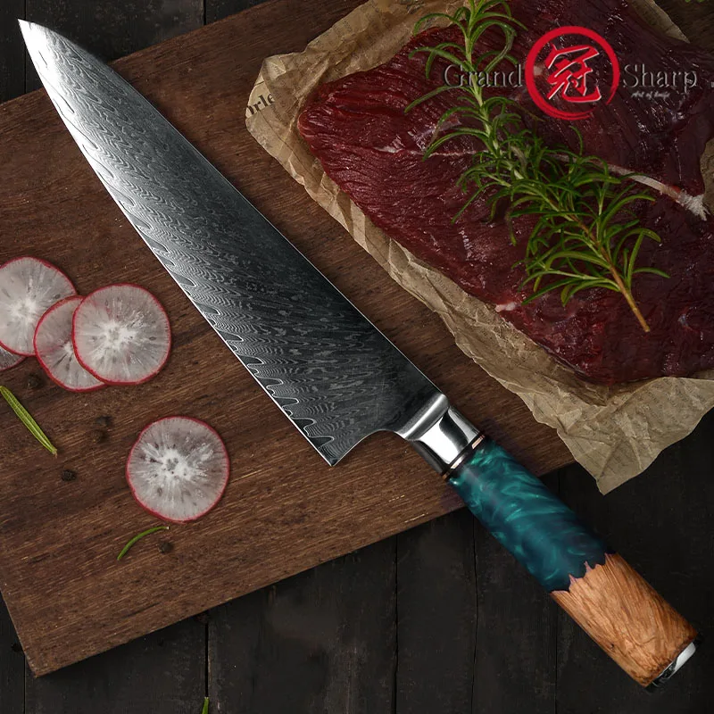 Нож шеф-повара из дамасской нержавеющей стали 8 дюймов | Дом и сад