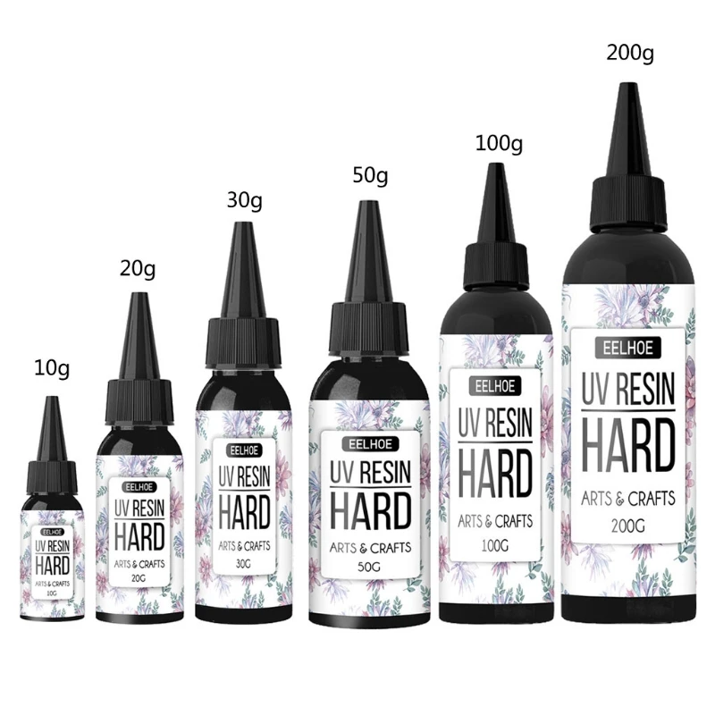 

10ml 20ml 30ml 50ml 100ml 200ml UV Resin Hard Type Crystal Clear Glue Ultraviolet Curing Epoxy Crafts Jewelry Making DIY